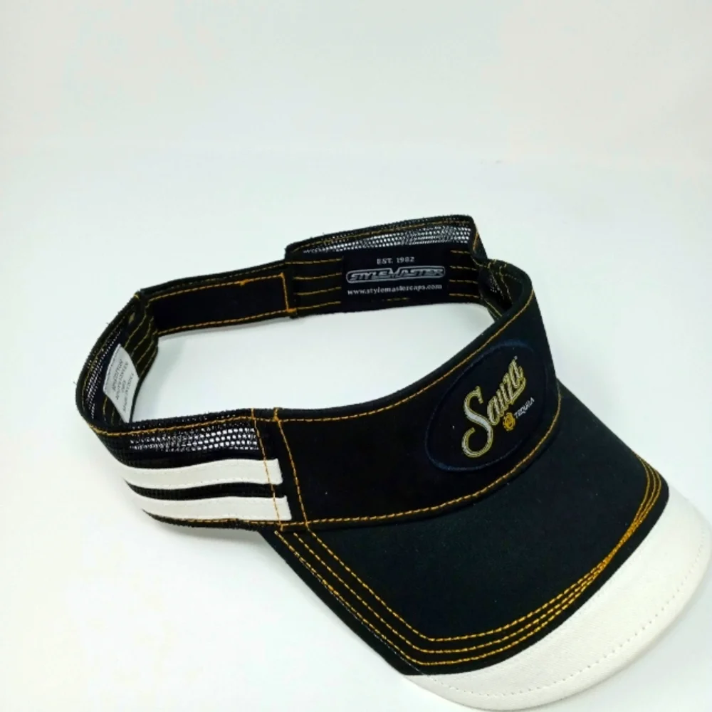Sauza Tequila Adjustable Sun Visor Black White Embroidered Promo Hat